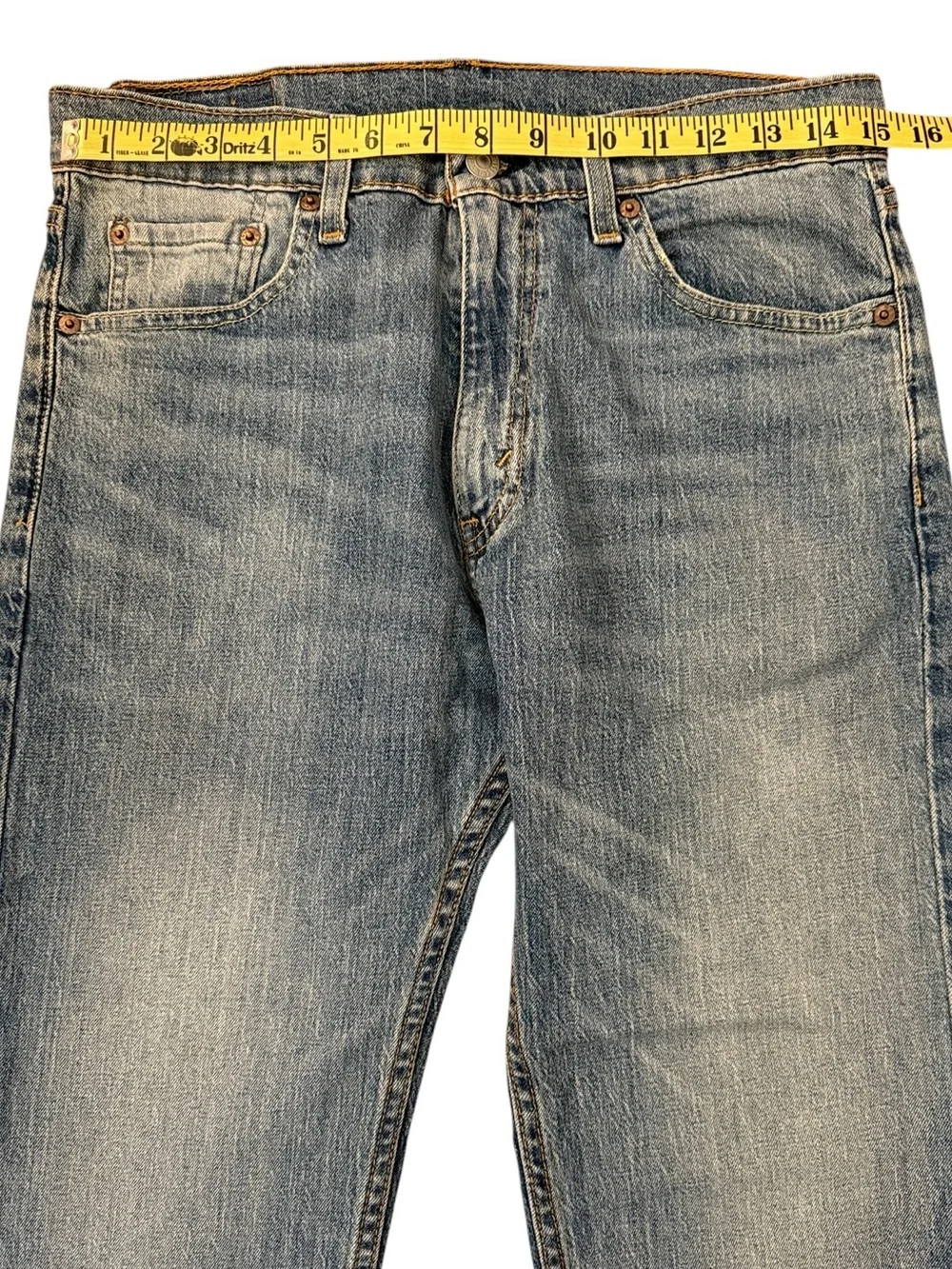 Levi’s 505 Straight Leg Jeans 30x32 Medium Wash Faded Stretch Denim Whiskering